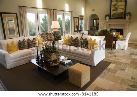 Spacious luxury home living room.