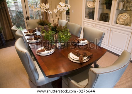 Festive Dining Table With Luxurious Accessories And Decor. Stock Photo