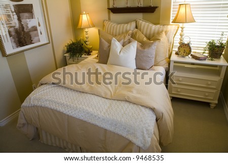 Comfortable bedroom and modern decor.