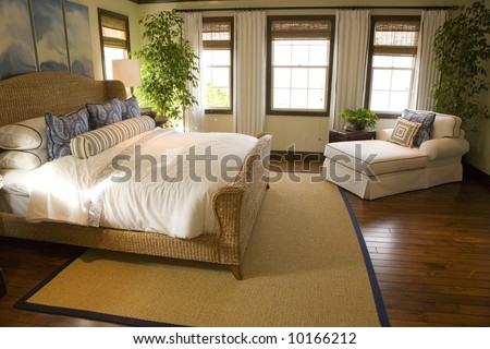 Luxury Home Bedroom With Stylish Furniture And Decor. Stock Photo ...