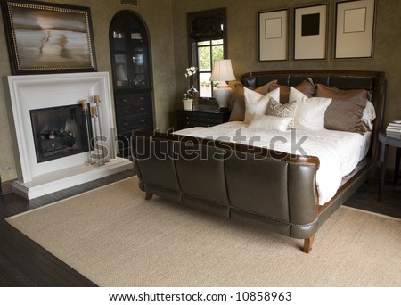 Luxury home bedroom with stylish furniture and decor.