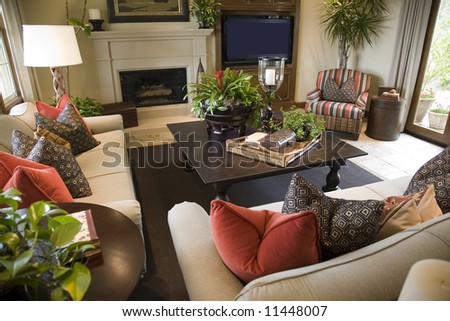 Spacious luxury home living room.