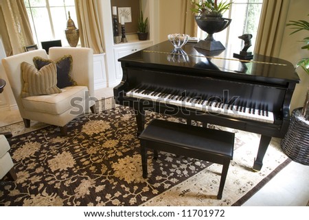 Grand piano in a luxury home.