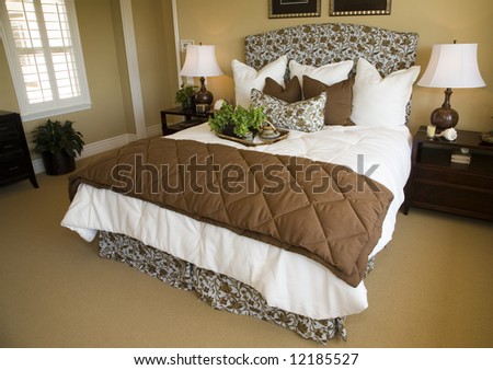 Comfortable modern designer bedroom.