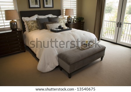 Comfortable modern designer bedroom.
