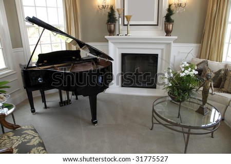 Luxury home grand piano with stylish decor.