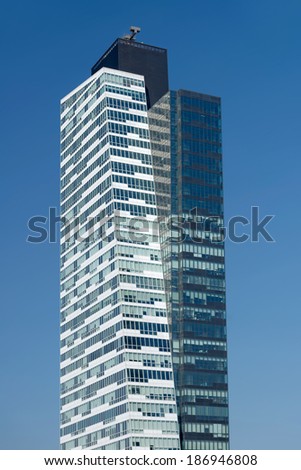 ISTANBUL,TURKEY - APRIL 9: Trump Towers, which is located in the district of Mecidiyekoy pair of skyscrapers. On-site residences, business centers and shopping center\'s. Taken by April 9, 2014.
