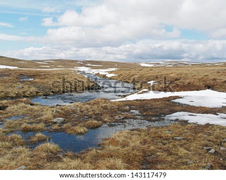 Cairngorms melted snow stream, Loch nan Cnapan area