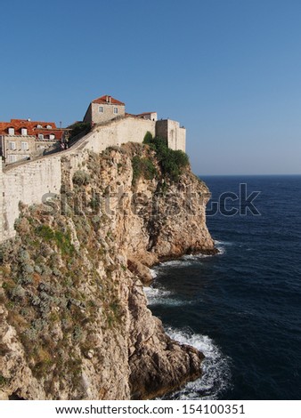 Dubrovnik fortified old town seen from the west, Croatia