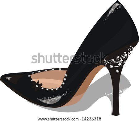 Black Stiletto Shoe Stock Vector Illustration 14236318 : Shutterstock