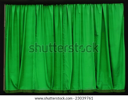 Green curtain, black frame