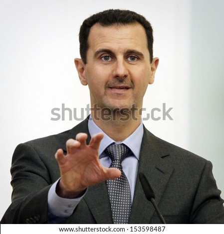 Sofia, Bulgaria - November 9: Syrian President Bashar Al-Assad Speaks At A News-Conference In Bulgaria\'S Presidents\' Office During His One-Day Official Visit In Sofia, Bulgaria On November 9, 2010.