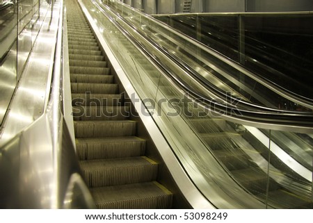 Empty Escalator. Stairs lift up