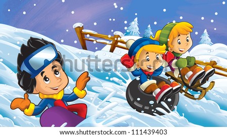 The Cartoon Snow Holiday - Illustration For The Children 6 - 111439403