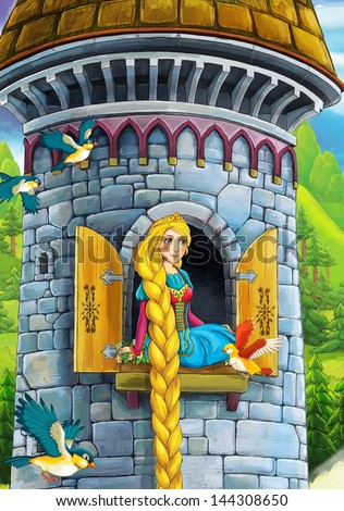 Rapunzel Prince or princess castles knights and fairies illustration for the children Rapunzel Prince or princess castles knights and fairies illustration for the children