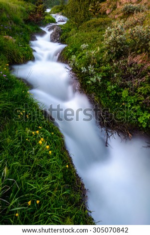 A warm water stream in Iceland, flowing smoothly