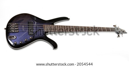 Electric bass-guitar isolated over white. Musical instrument