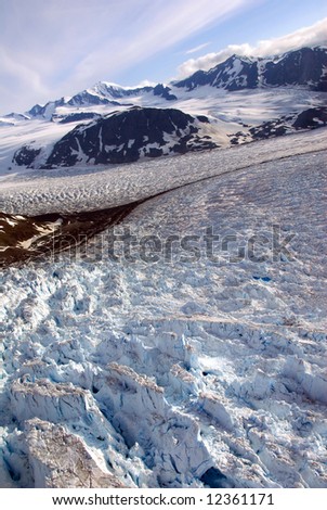 Aerial view of dramatic Alaska glacier