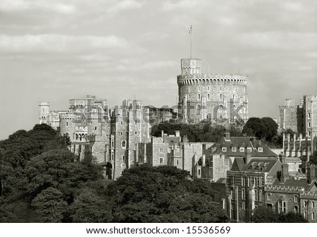 Windsor Castle in black and white