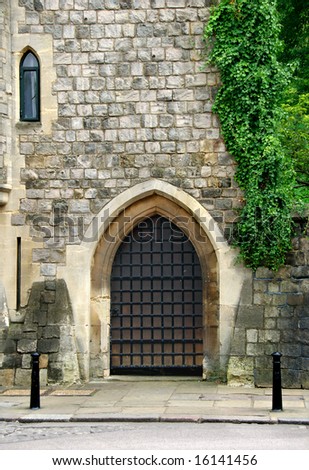 Castle entrance with iron door