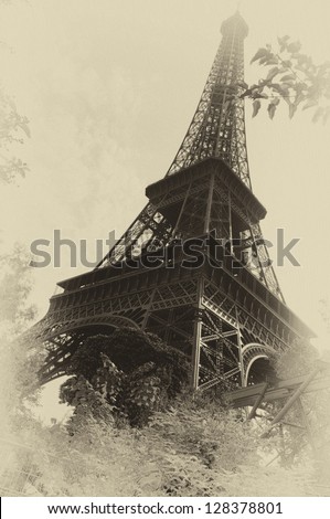 Paris, the Tour Eiffel. TONED IMAGE.