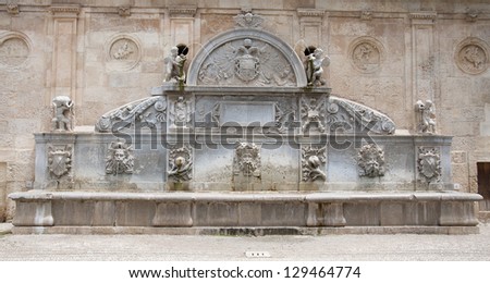 An elegant fountain near the entrance of Alhambra. The Alhambra is one of the top attractions of the Spain.