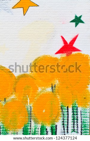 painted stars and yellow tree, You can use background