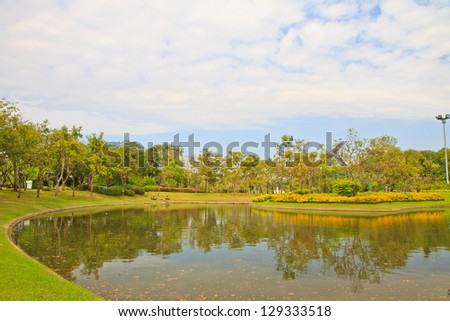 Landscaped Formal Garden. Park. At bangkok Thailand