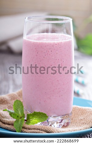 Strawberry Banana smoothie in a tall glass