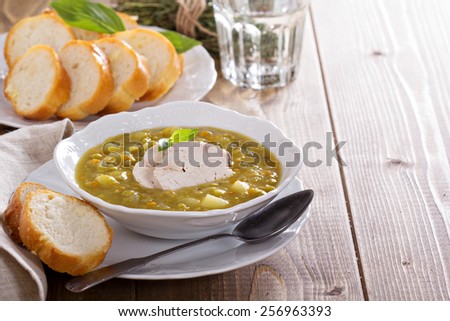 Hearty and thick chicken split pea soup