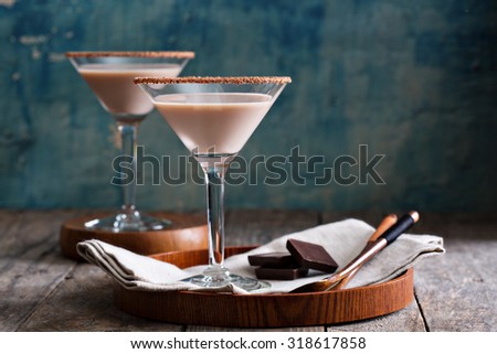 Chocolate martini cocktail made from chocolate, cream and vodka
