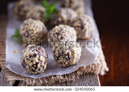 Chocolate truffles with peanut butter and milk chocolate