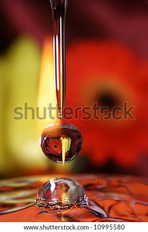 Here are the pure drops of water, the rest is the play with background and light.