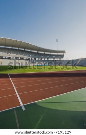 Empty Olympic Stadium and the running track