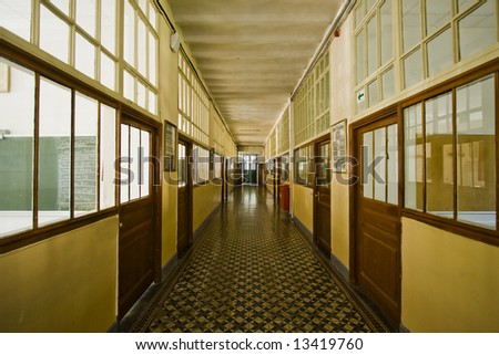 Old school corridor with perspective