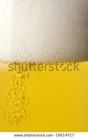 Extreme Detail from a glass full of beer
