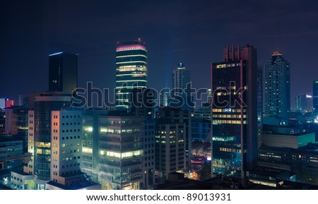 Business District of Istanbul at night