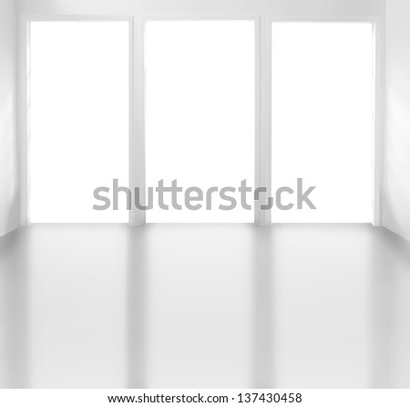 Windows of a modern residence with white background