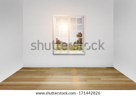 Sunlight entering from a window into a white room