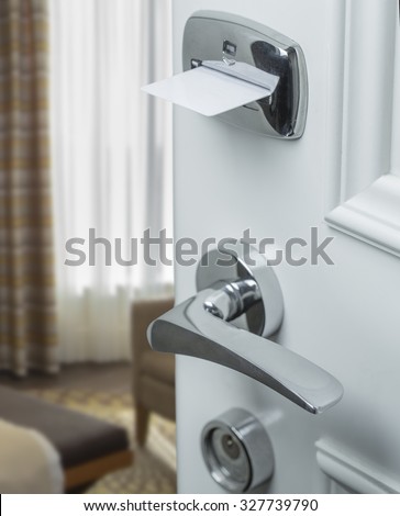 Hotel door with magnetic lock macro