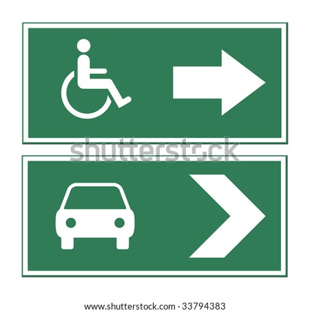 Car and disabled sign isolated on white background.