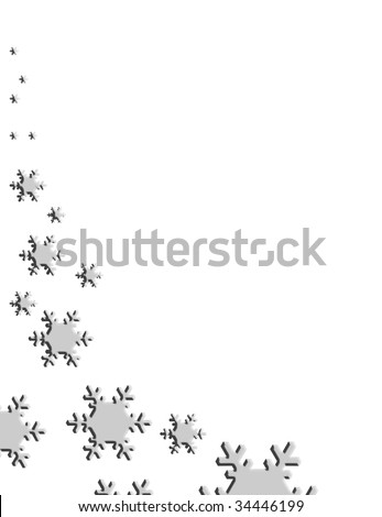 stock photo : Silver snowflakes falling on white background.