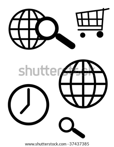 World Wide Web And Computer Search Icons World Wide Web And Computer Search Icons Isolated On