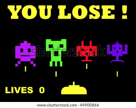 Space Wallpaper on Illustration Of You Lose Space Invaders Retro Game Over  Isolated On