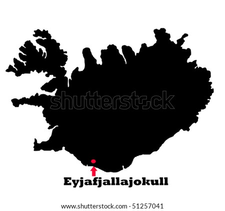 map of iceland volcanoes. black map of iceland,