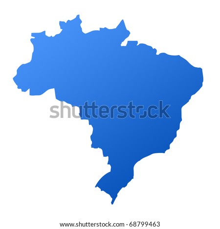 World Map Brazil. stock photo : Blue map of Brazil, isolated on white background with clipping