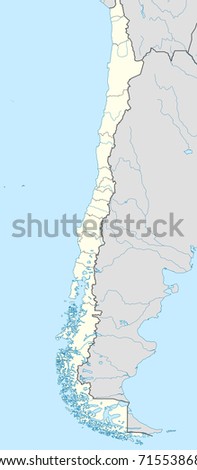 Illustration of Chile map showing the state borders.