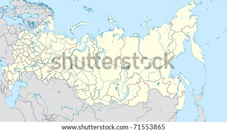 Illustration of Russian Federation map showing state borders.