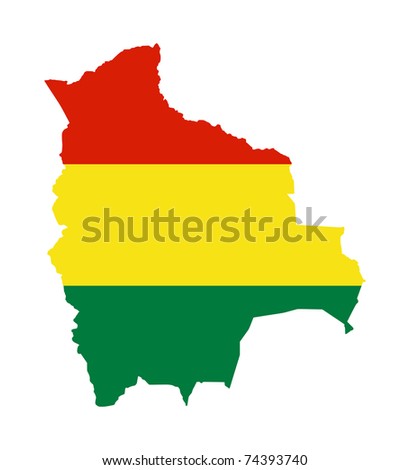 of Bolivia flag on map of