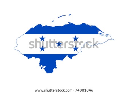 the Honduras flag on map